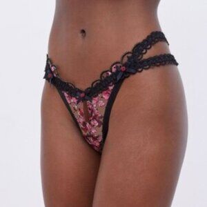 NWT For Love & Lemons Juliet Sheer Floral Thong Panty Size Large